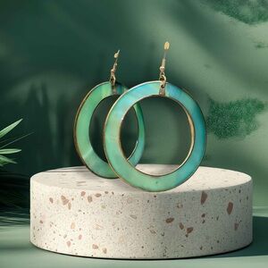 Vintage Green Hoop Earrings